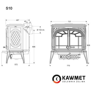 Фото6.Чавунна піч KAWMET Premium S10 (13,9 kW)
